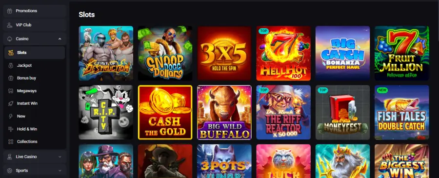Amonbet Casino Online Interface